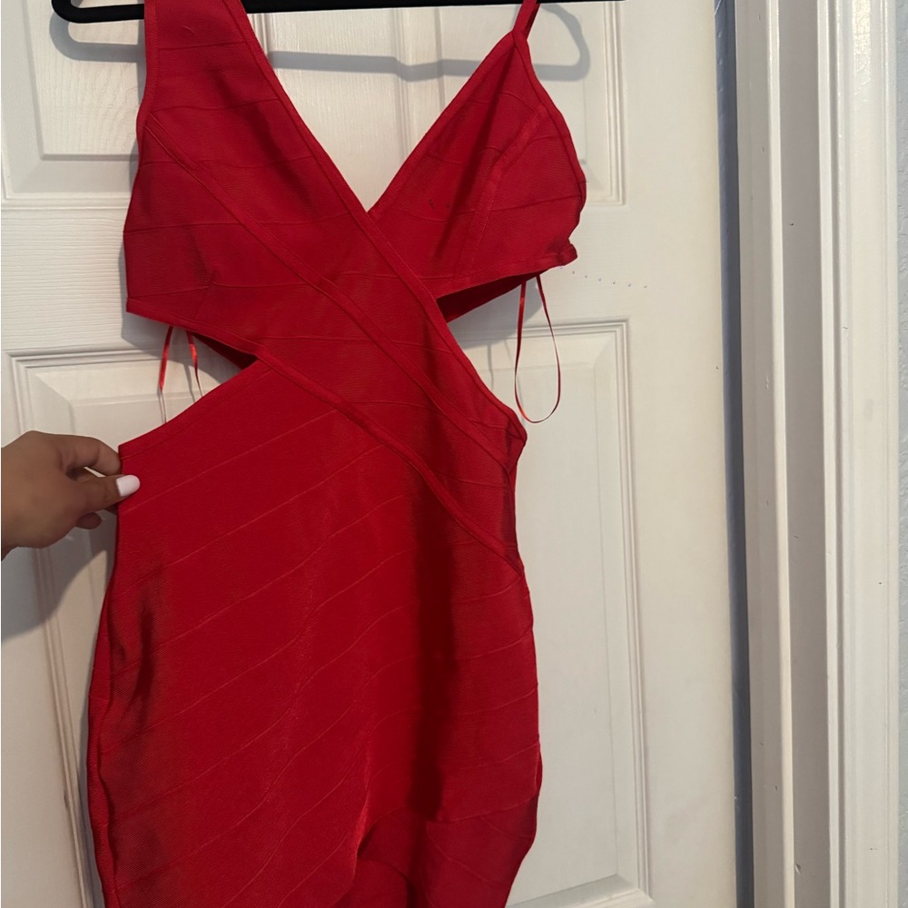 Fashion Nova Striking Red Backless Dress